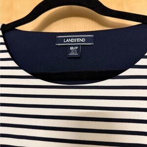 Lands End French Navy stripe midi dress sailor M petite Land’s End